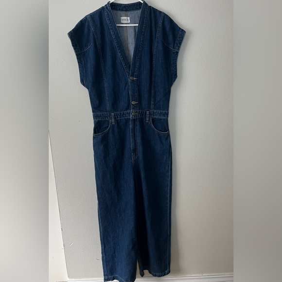Etica Celestine Wide Leg Denim Jumpsuit in a Dark Wash Size L - Picture 8 of 11